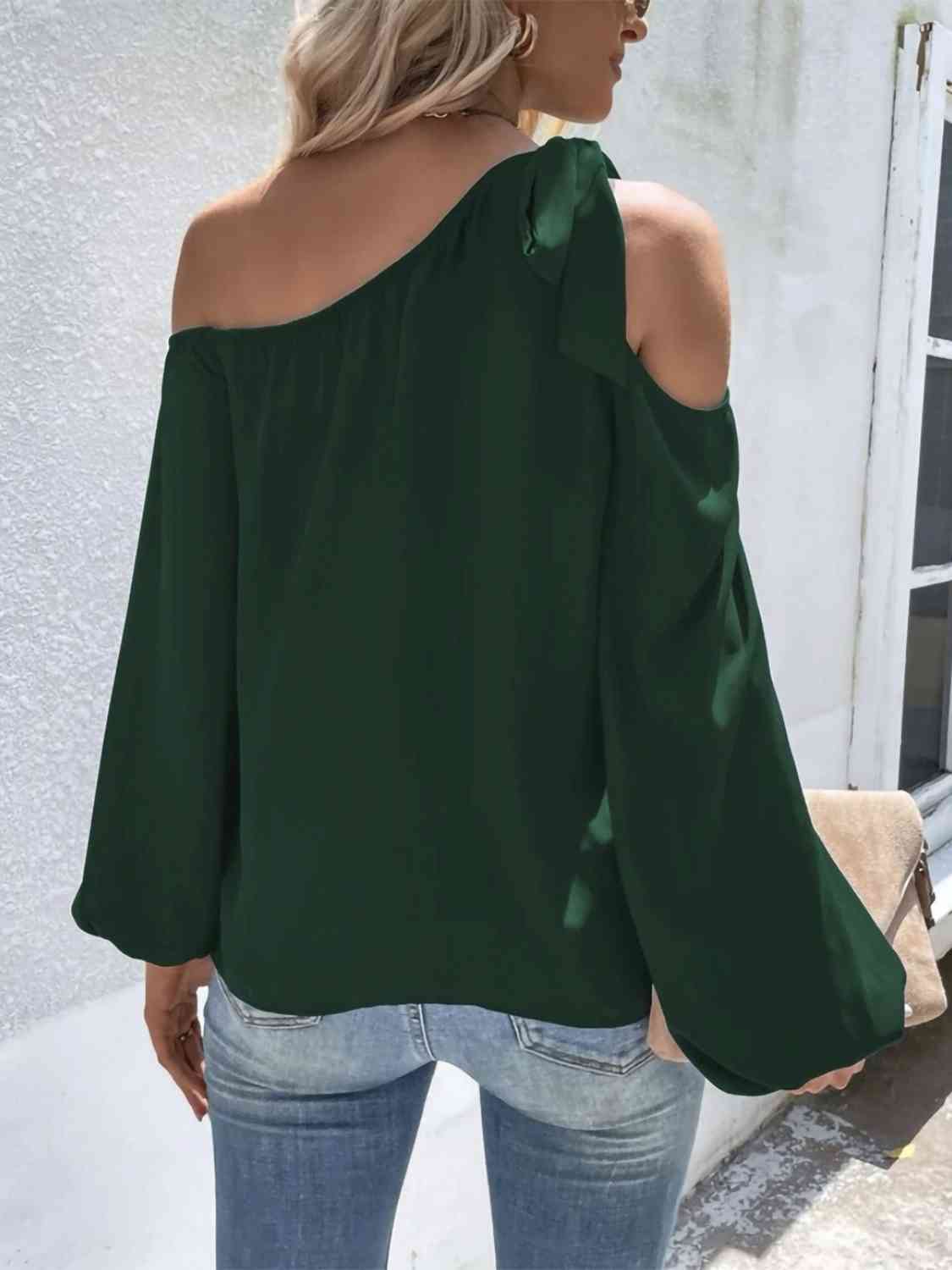 Cold-Shoulder Long Sleeve Blouse