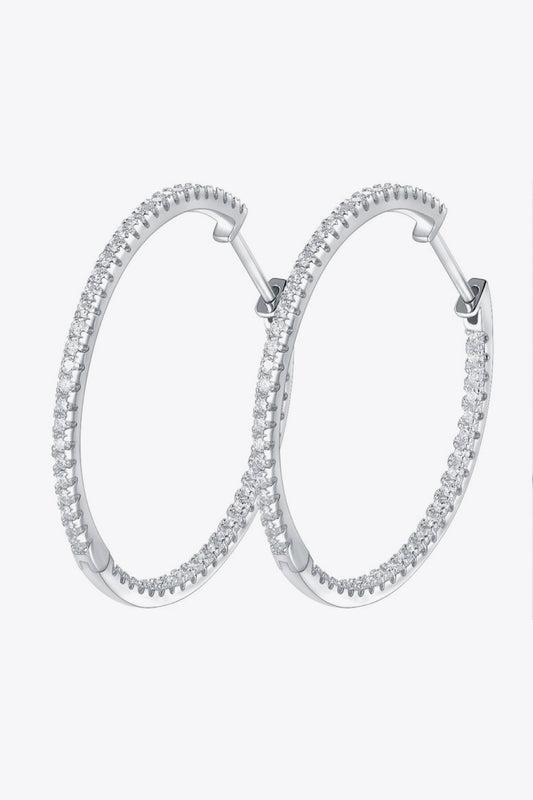 Inlaid Moissanite 925 Sterling Silver Hoop Earrings