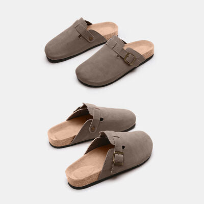 Suede Closed Toe Buckle Slide