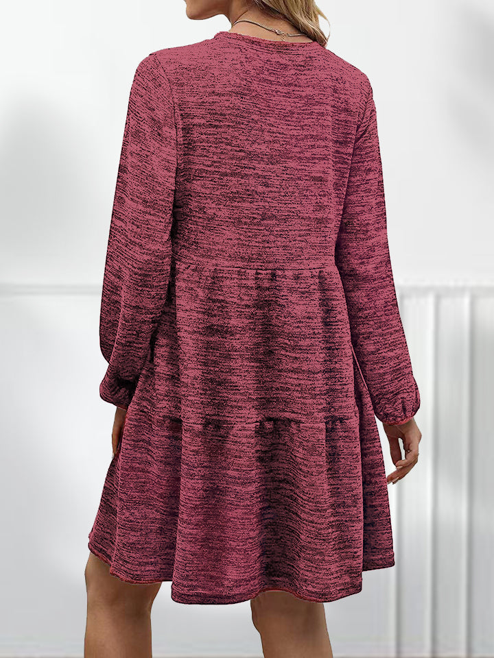 Square Neck Long Sleeve Dress