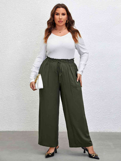 Plus Size Tied Wide Leg Pants