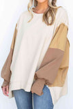 Color Block Exposed Seam Lantern Sleeve Sweatshirt