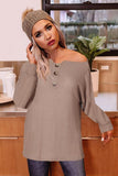 Buttoned Boat Neck Long Sleeve Blouse