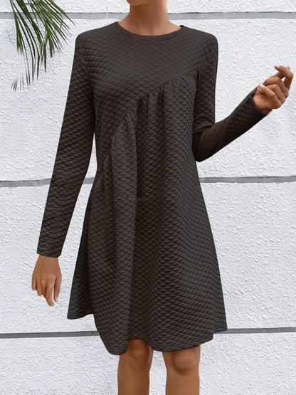 Full Size Round Neck Long Sleeve Dress