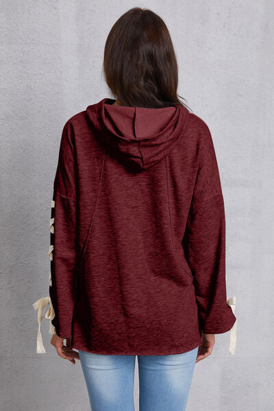 Tied Dropped Shoulder Hoodie