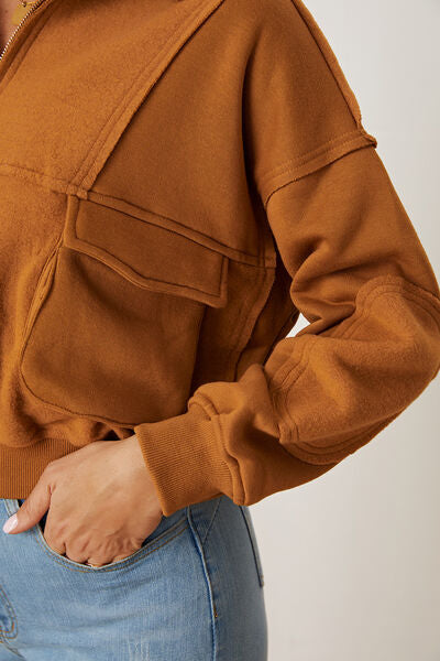 Half Zip Long Sleeve Sweatshirt with Pockets