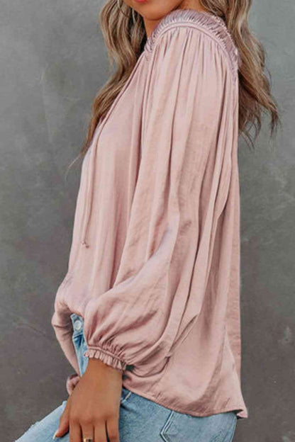 Tie Neck Long Sleeve Blouse