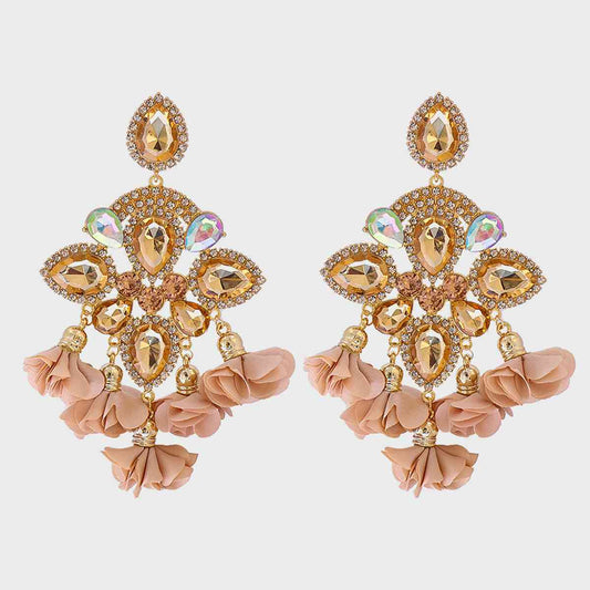 Flower Shape Rhinestone Alloy Dangle Earrings