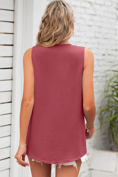 Texture V-Neck Sleeveless Top