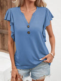 Notched Cap Sleeve T-Shirt