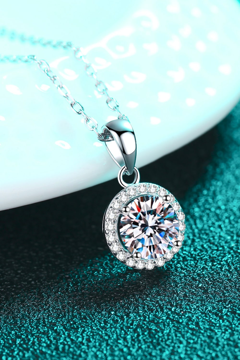 Chance to Charm 1 Carat Moissanite Round Pendant Chain Necklace