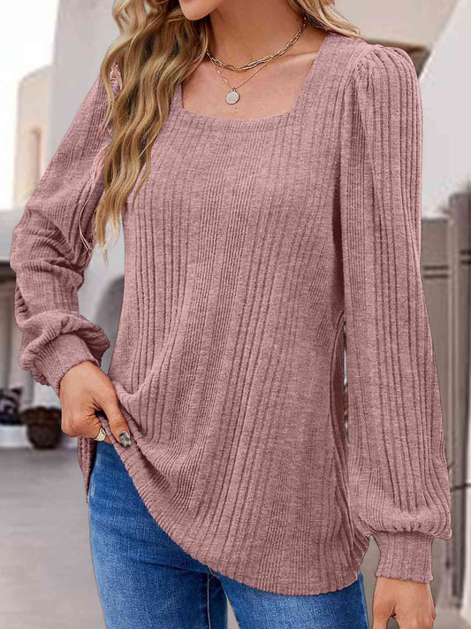 Square Neck Long Sleeve Top