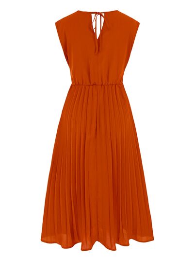 Tied Surplice Pleated Tank Dress