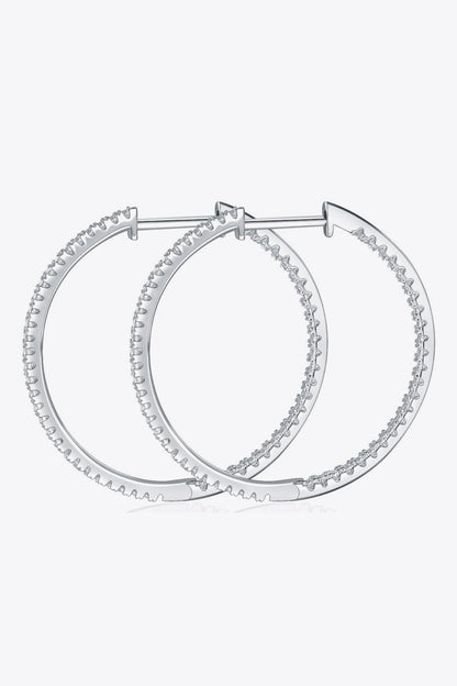 Inlaid Moissanite 925 Sterling Silver Hoop Earrings