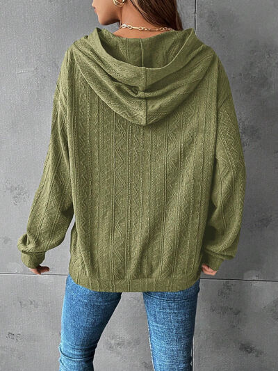 Textured Dropped Shoulder Hoodie