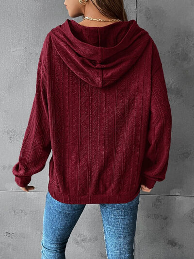 Textured Dropped Shoulder Hoodie