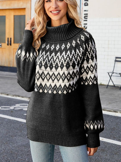 Turtleneck Lantern Sleeve Sweater