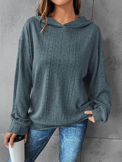 Textured Dropped Shoulder Hoodie