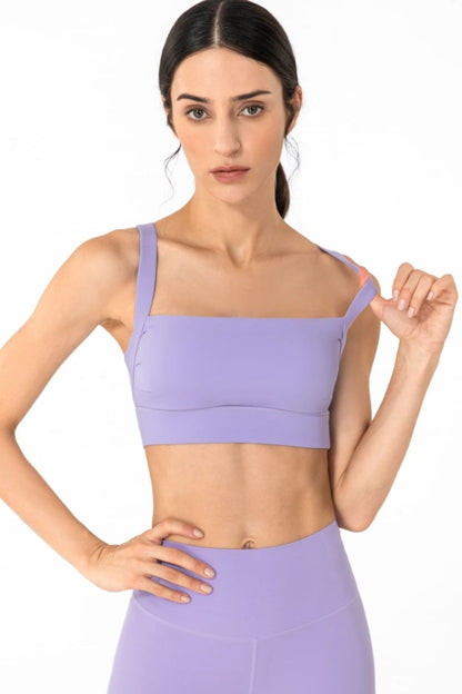 Open Back Pleated Detail Sports Bra