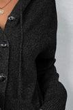 Drawstring Button Up Hooded Cardigan