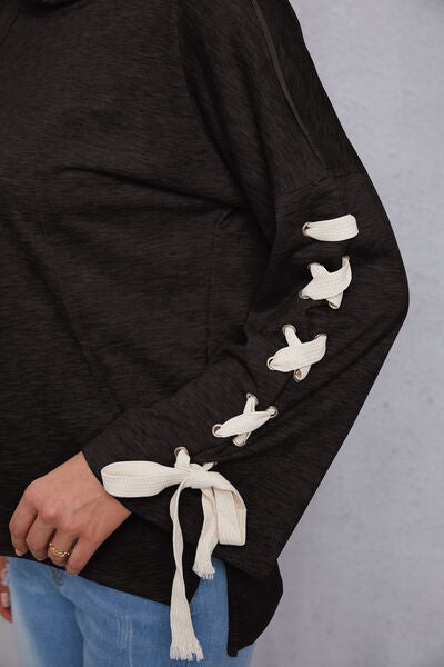 Tied Dropped Shoulder Hoodie