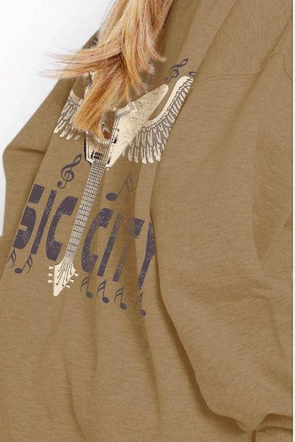 Simply Love Full Size Round Neck Dropped Shoulder MUSIC CITY Graphic Sweatshirt