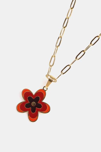 Flower Pendant Stainless Steel Necklace