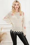 Star Fringe Round Neck Dropped Shoulder Sweater