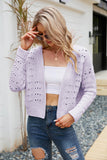 Open Front Cuffed Cropped Cardigan