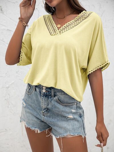 Lace Detail V-Neck T-Shirt