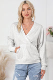 Surplice Pocketed Long Sleeve Sweatshirt