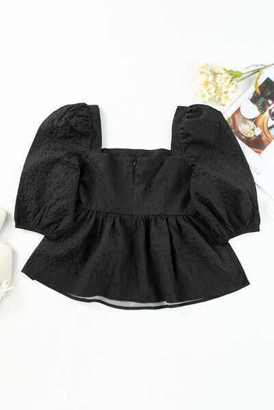 Square Neck Half Sleeve Peplum Blouse