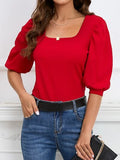 Square Neck Lantern Sleeve Blouse