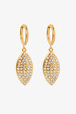 Inlaid Rhinestone Leaf Drop Earrings