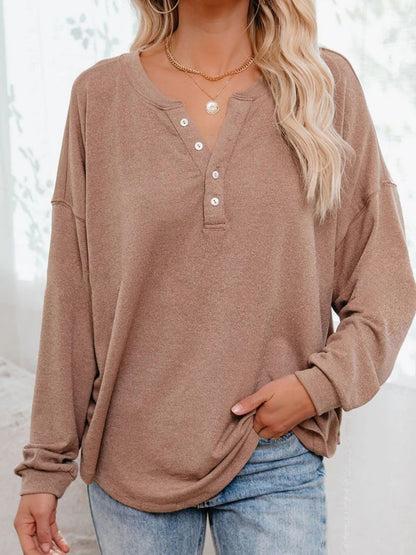 Buttoned Drop Shoulder Top