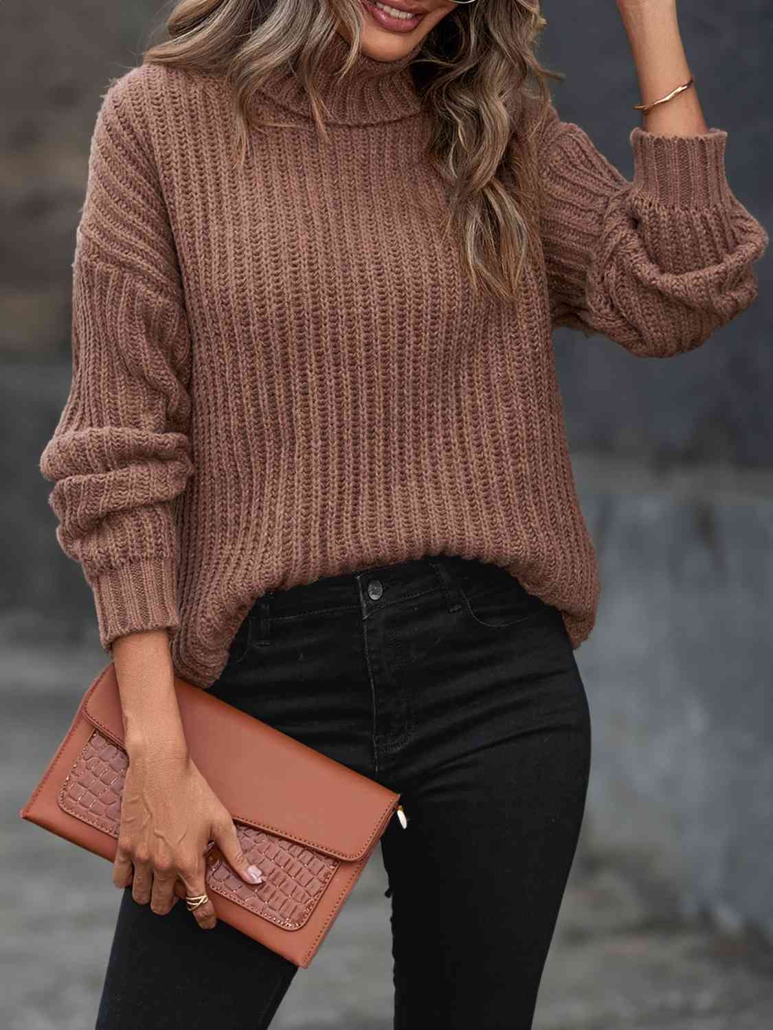 Turtleneck Rib-Knit Sweater