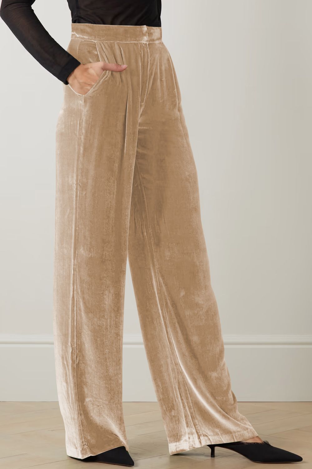 Loose Fit High Waist Long Pants with Pockets