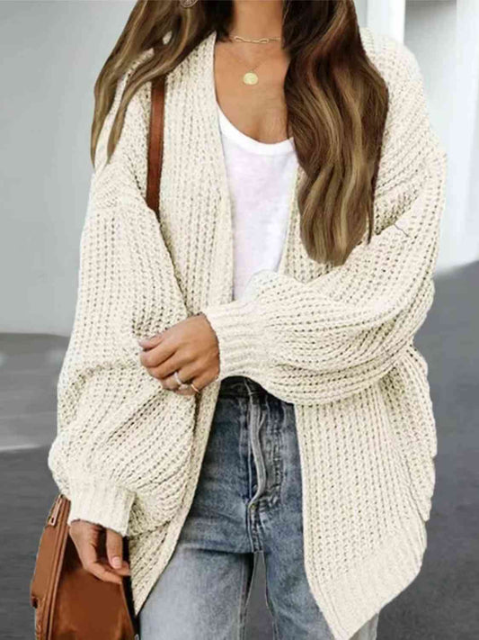 Drop Shoulder Balloon Sleeve Cardigan