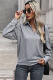 Textured Dropped Shoulder Johnny Collar Sweatshirt