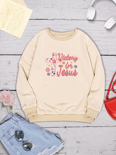 VICTORY IN JESUS Round Neck Sweatshirt