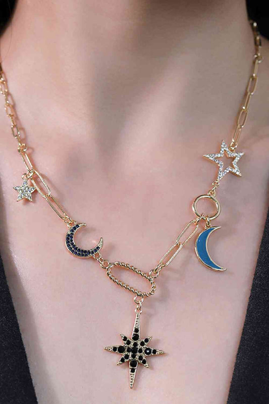 5-Piece Wholesale Star and Moon Rhinestone Alloy Necklace