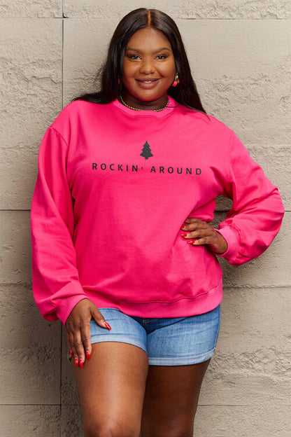 Simply Love Full Size ROCKIN AROUND  Long Sleeve Sweatshirt