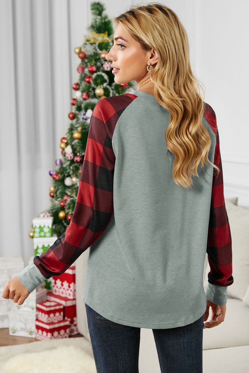 Buffalo Plaid Long Sleeve Sweatshirt