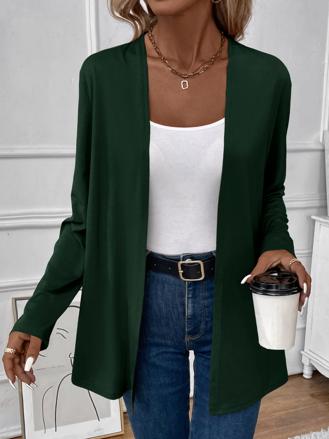 Open Front Long Sleeve Cardigan