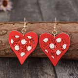 Sequin Heart Leather Drop Earrings