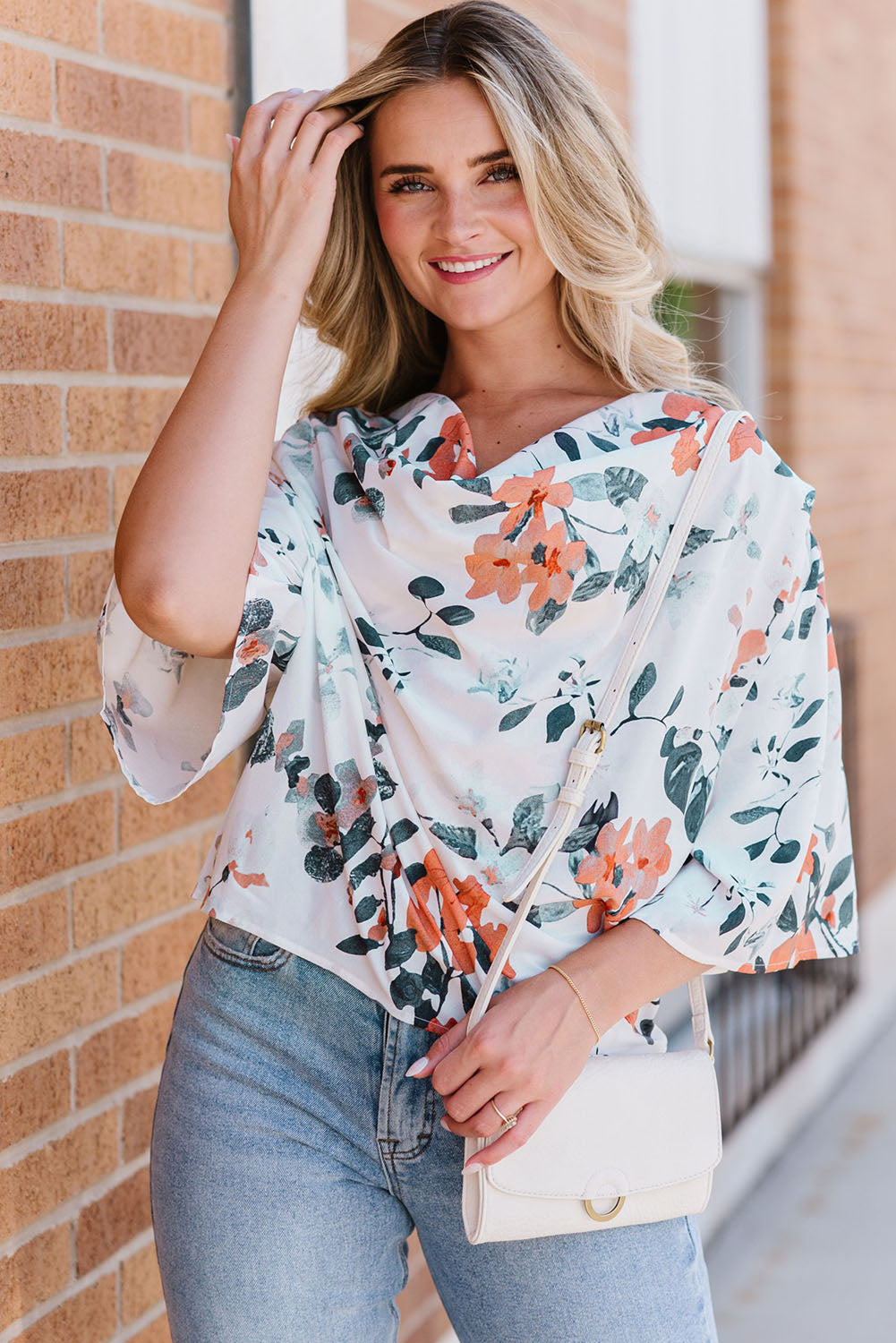 Floral Cowl Neck Blouse