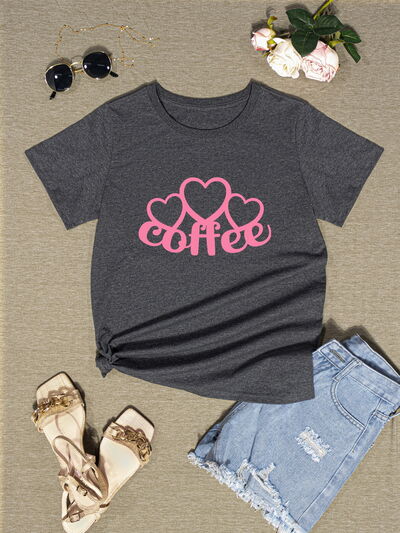 COFFEE Round Neck Short Sleeve T-Shirt