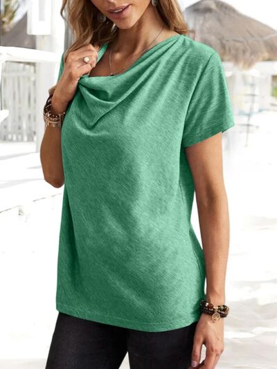 Cowl Neck Short Sleeve T-Shirt