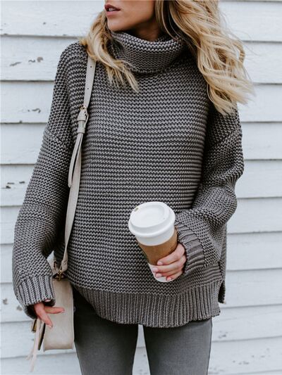 Turtleneck Dropped Shoulder Sweater