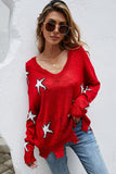 Star Pattern Distressed Sweater